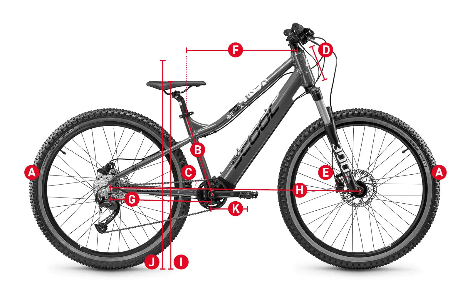 Geometrieschets van een S'COOL-mountainbike