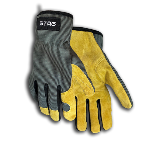 working glove yellow grey stag