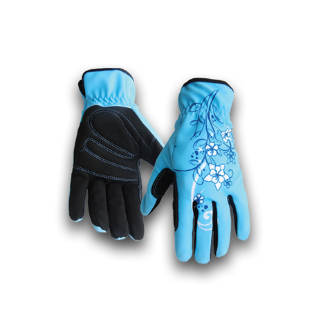 ladies womens garden glove, soft fabric, durable, blue