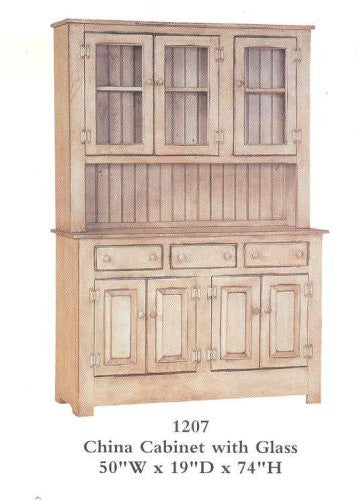 China Cabinet With Glass Primitive Antique White Olde Church