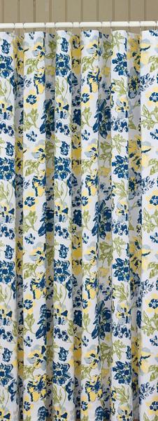 blue yellow shower curtain