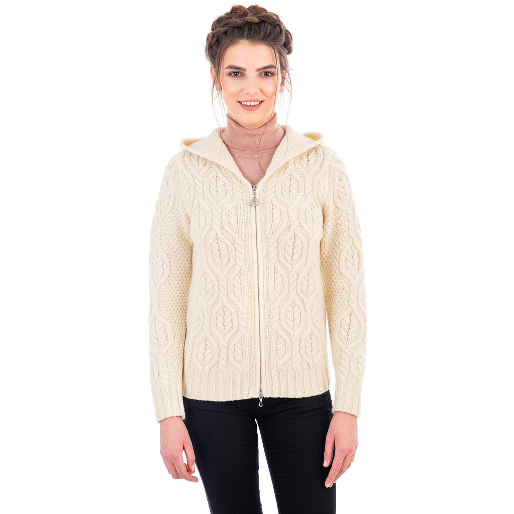 Ladies Merino Wool Double Collar Zipped Cardigan Made in Ireland - Olde ...