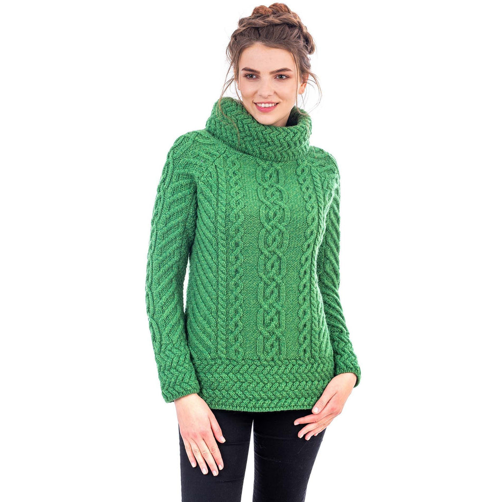 Merino Wood Ladies Cowl Neck Sweater Made in Ireland - Olde Church Emporium