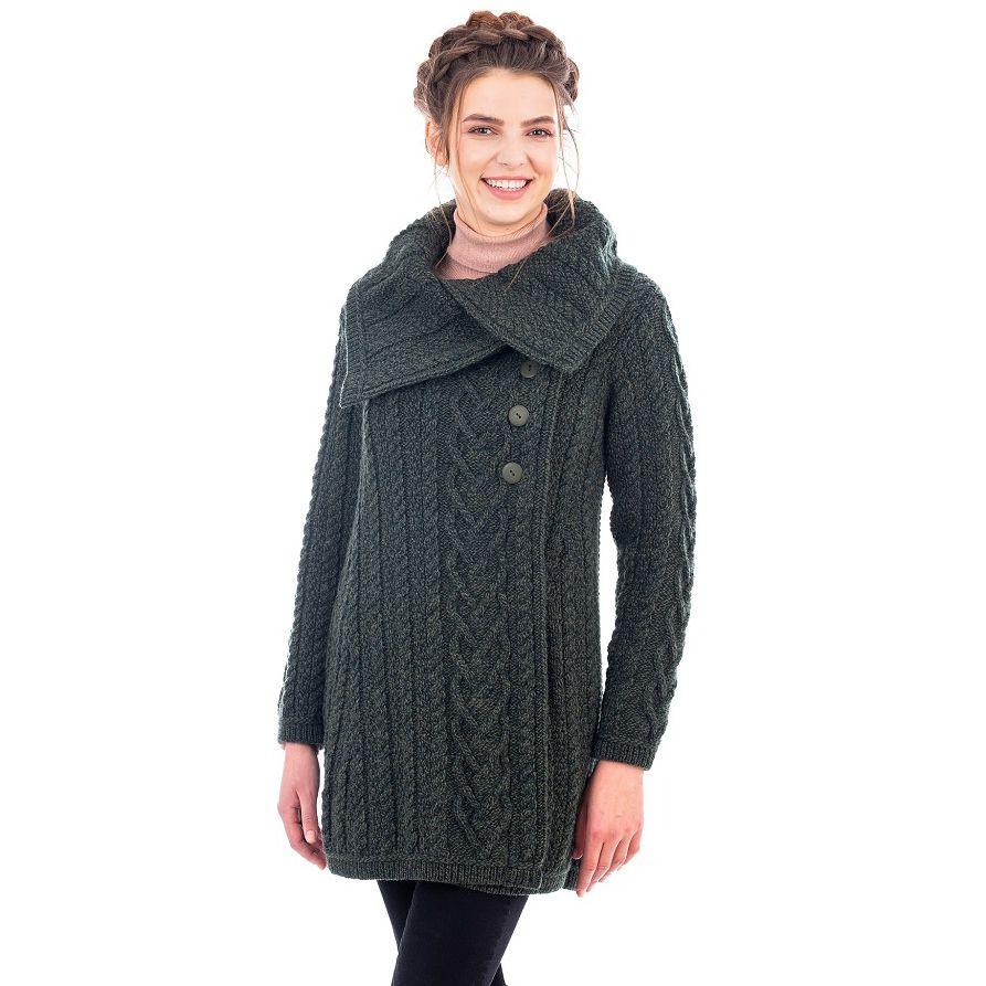 Classic Merino Wool Aran Cable Coat 6 Sizes 4 Colors Made in Ireland ...