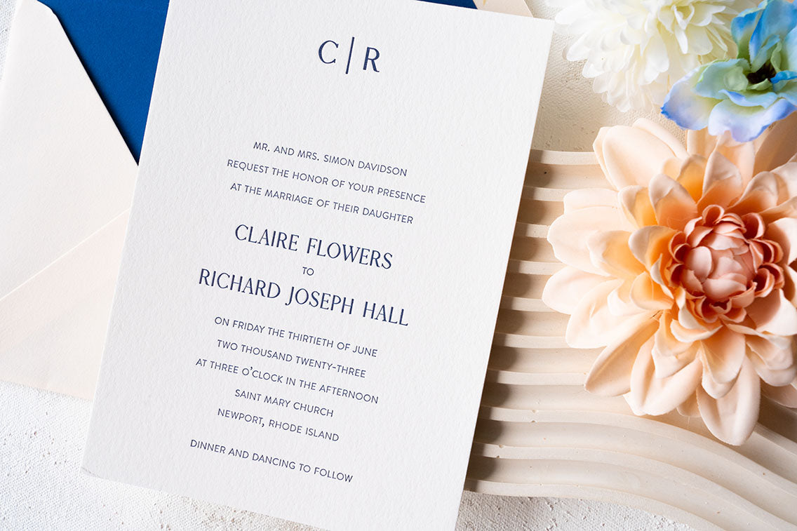 Modern letterpressed invitation