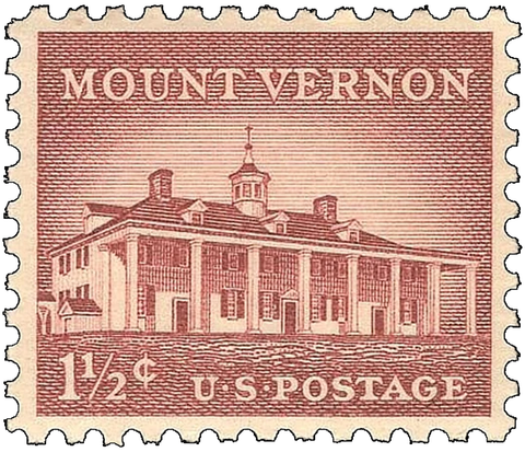 Vintage 1956 US Mail 1-1/2¢ Mount Vernon Stamp
