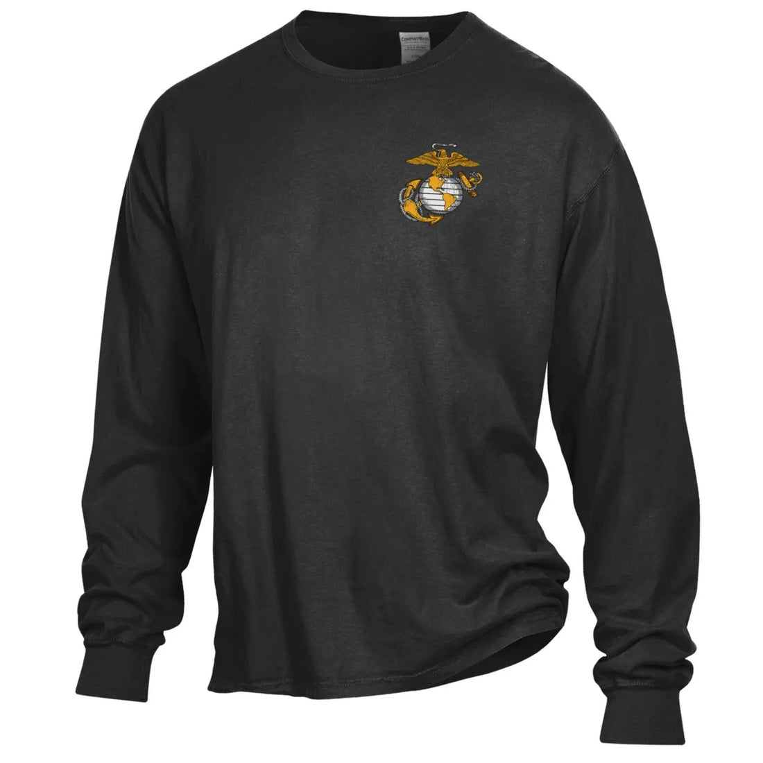 Comfort Wash EGA Chest Seal Charcoal Black Long Sleeve T-Shirt – Marine ...