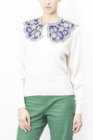 Women wearing embroidery sweater and top from Sea New York