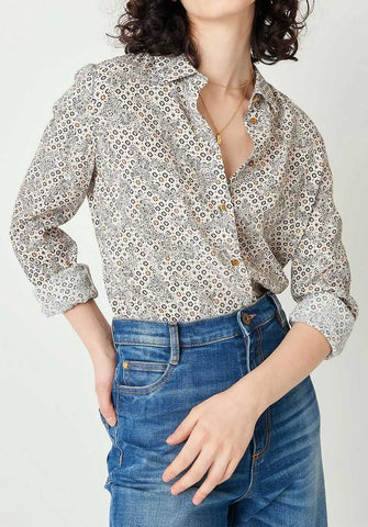Women wearing floral top and shirt from Sessun