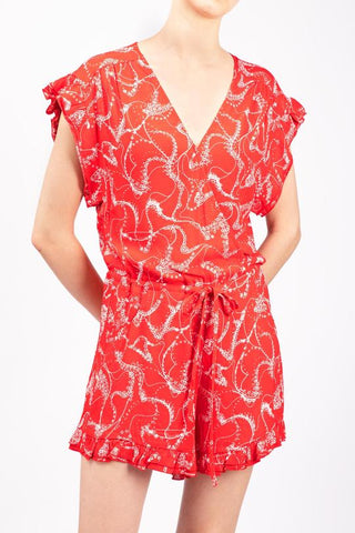 Women wearing short floral jumpsuit from Berenice