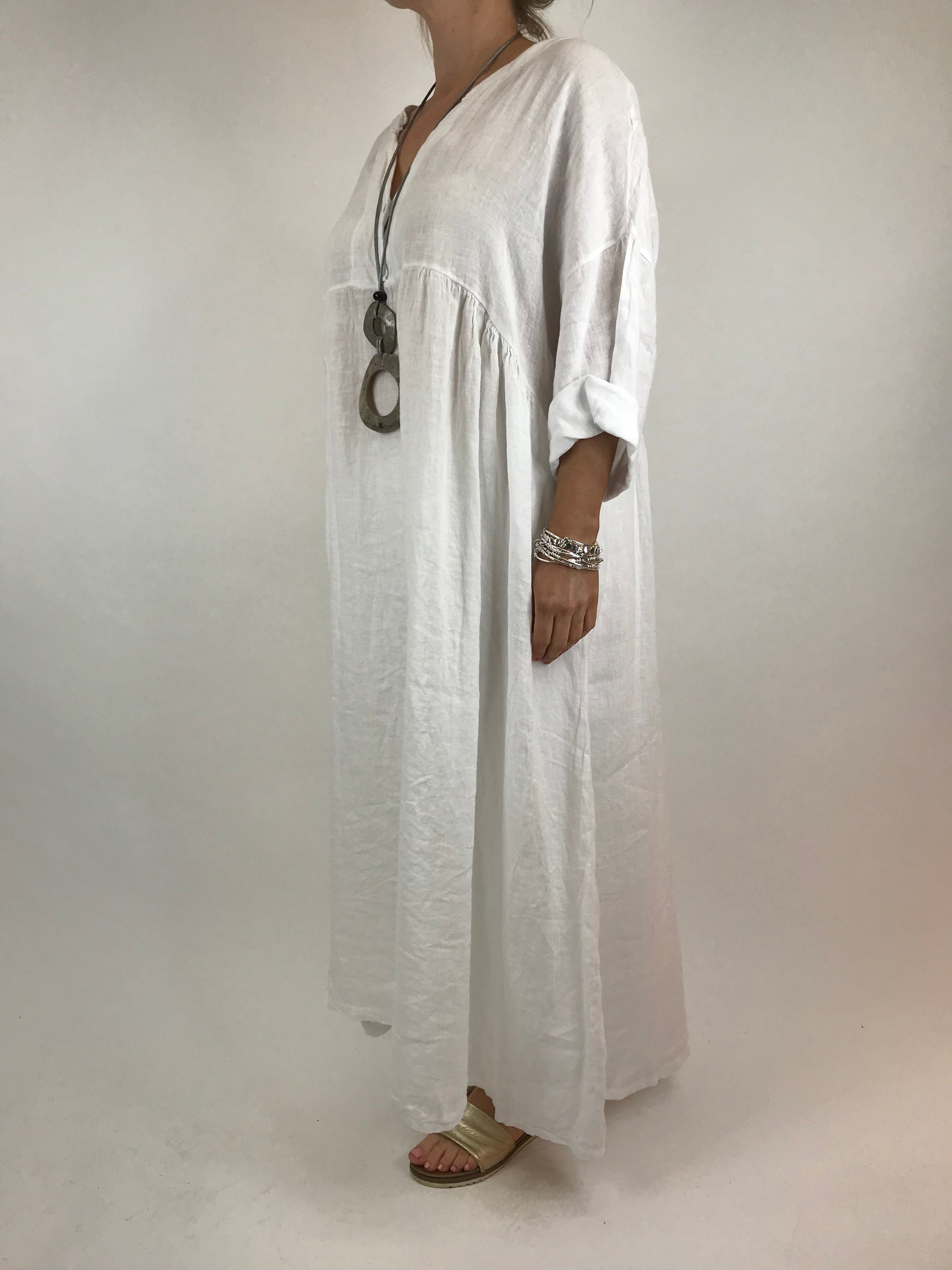 Lagenlook Claire Linen Tunic in White. code 5735 - Lagenlook Clothing UK
