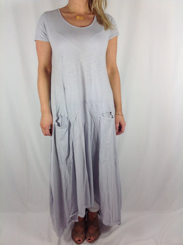 New Lagenlook Cotton Long Layering Tunic in Grey .code 2623