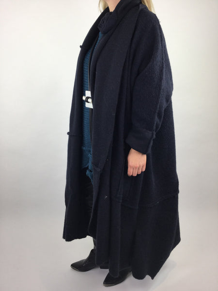 Lagenlook Helena Boiled Wool Oversized Coat in Navy. code 4146 ...