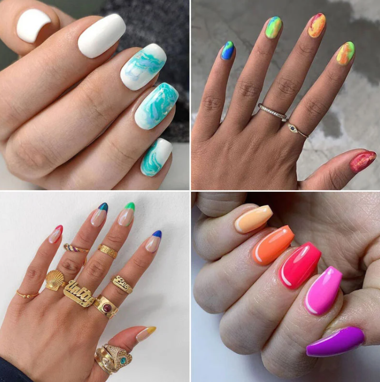 modèle d'ongle d'été coloré