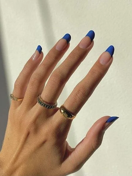 Faux Ongles French Bleu Cobalt