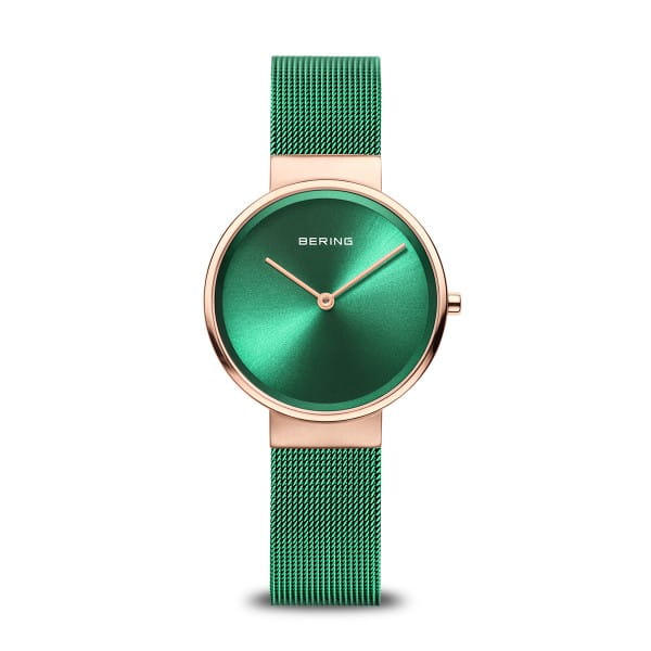 Bering 14539-868 Classic Green Stainless Steel Mesh Strap Unisex Watches