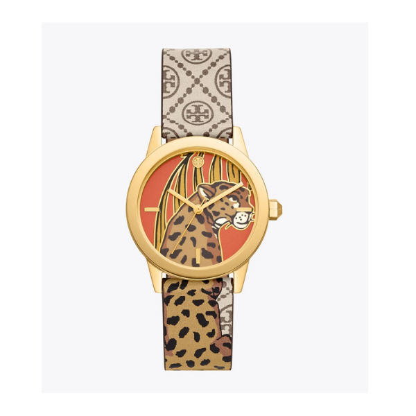 Tory Burch TBW2033 Tiger Print Leather Strap Women Watches – Lexor Miami