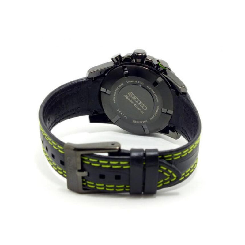 Seiko SNAE97 Black Leather Sportura Aviation Chronograph Watches L – Lexor Miami