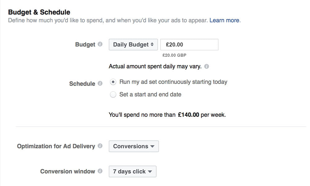 Facebook Ad Spend and Budget