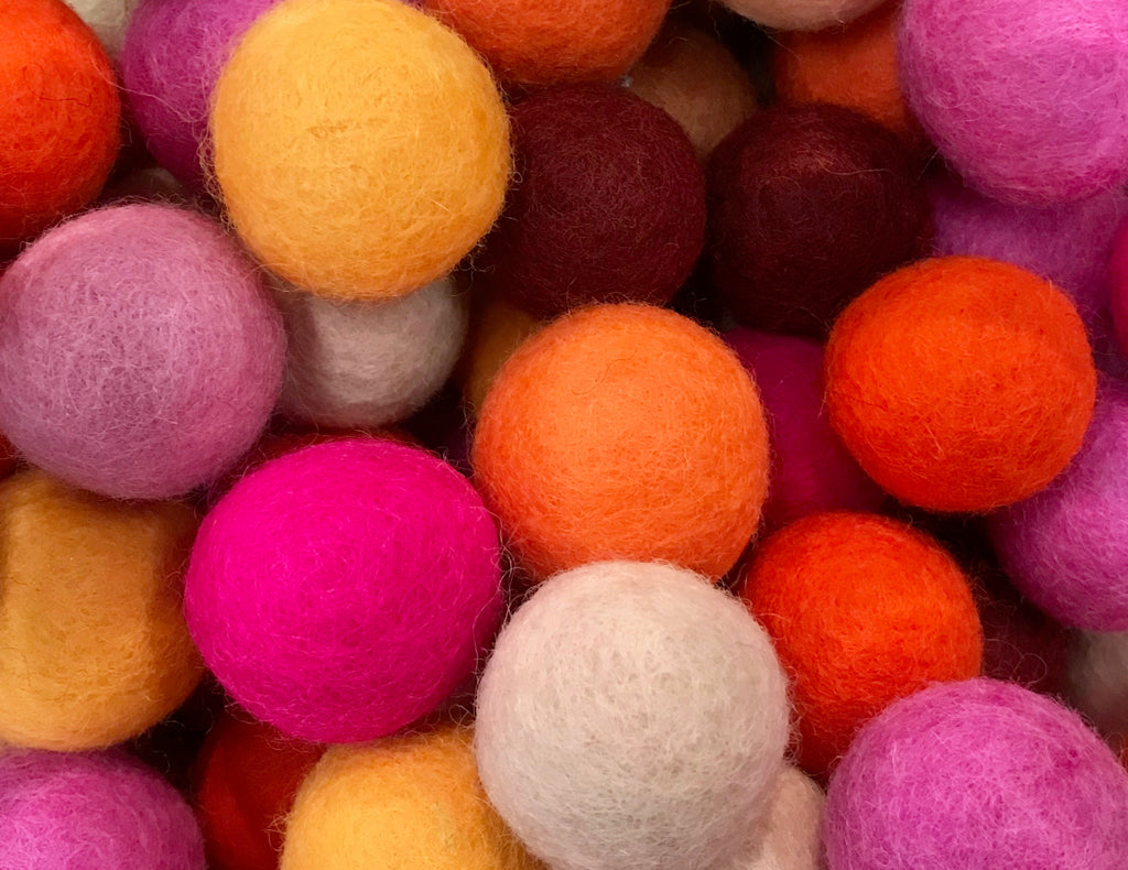 Felt Pom Poms, Wool Balls, Handmade Felted Bulk Small Puff for