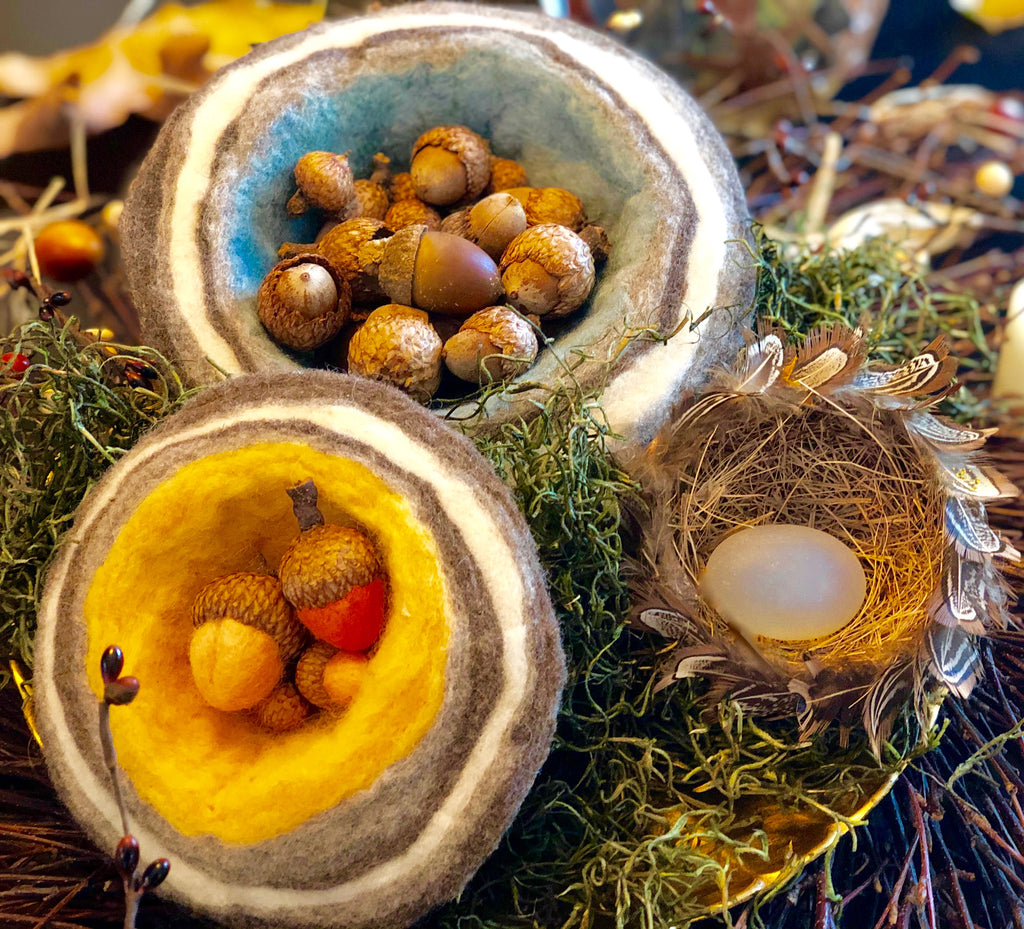 Felted Acorn Bowl Display