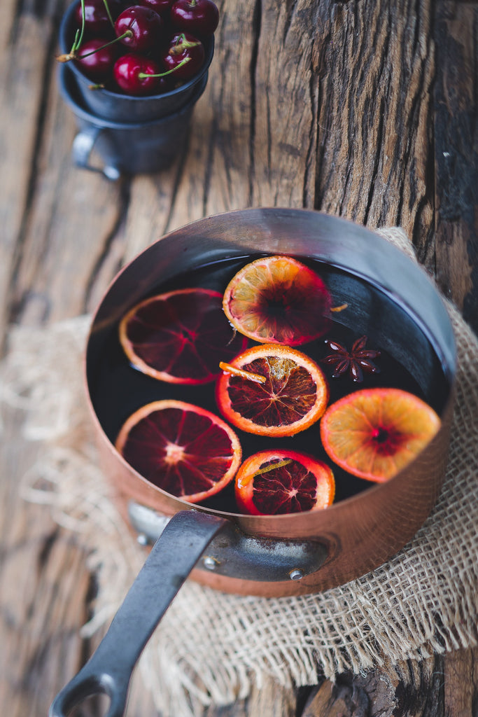 Pot of Simmering Spices and Orange Slices