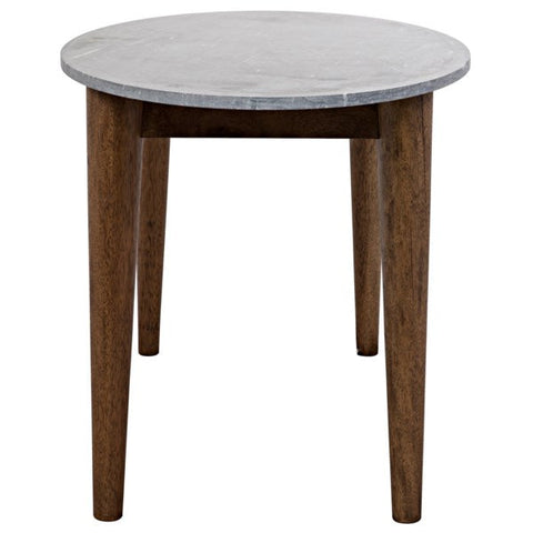 Surf Oval Dining Table w/ Stone Top in Dark Walnut