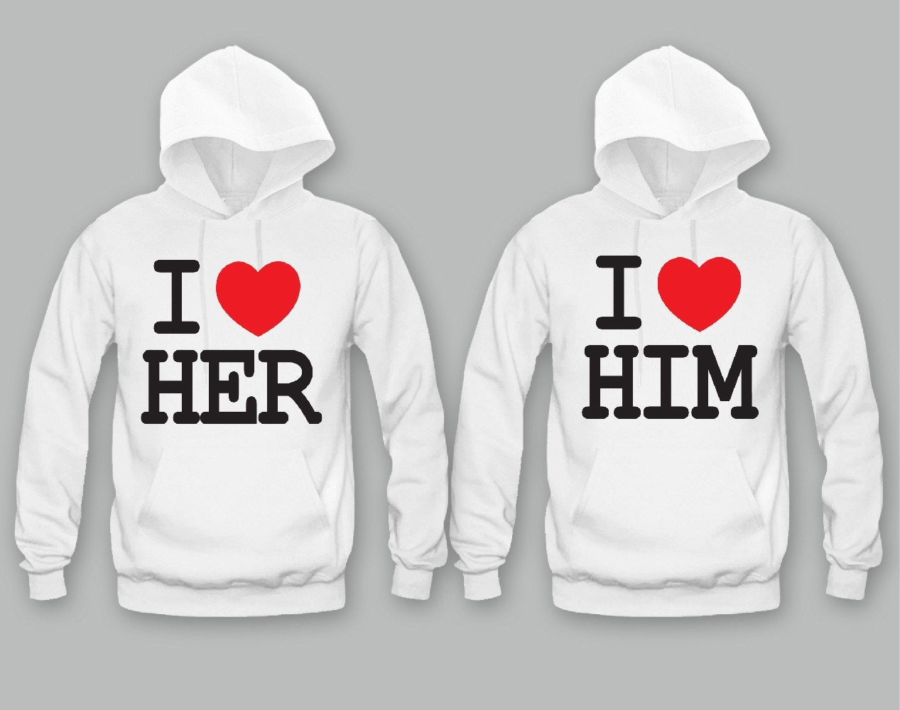 I Love Her I Love Him Unisex Couple Matching Hoodies 