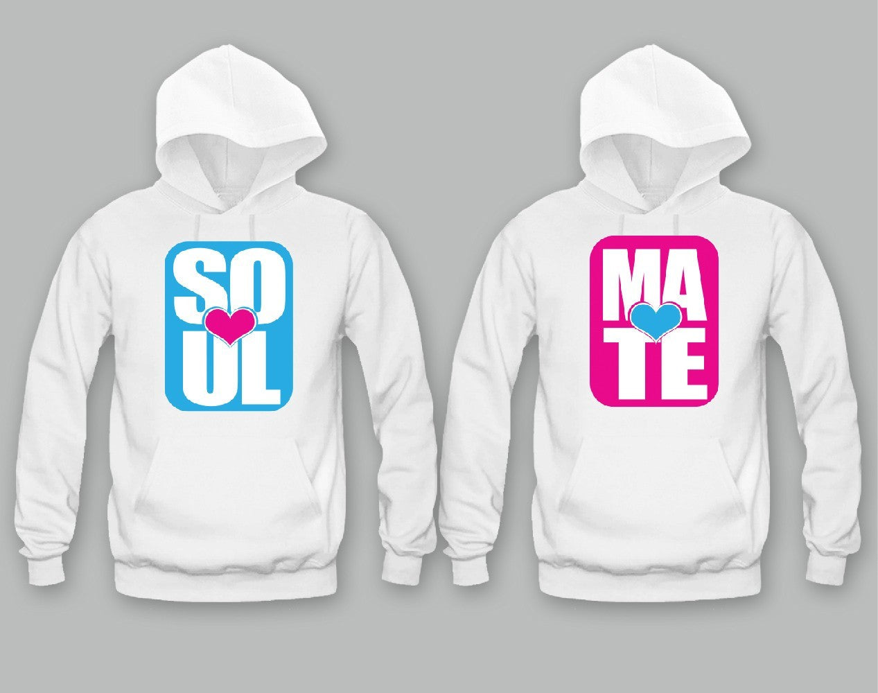 Soul Mate Bright Colors Unisex Couple Matching Hoodies 