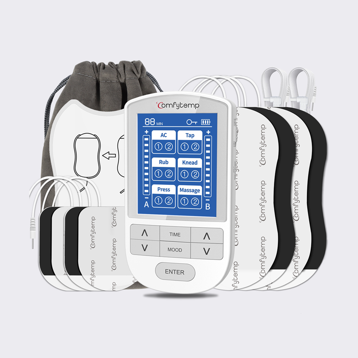 Comfier Tens Unit Muscle Stimulator with 2 Channels, Electric Pulse Back  Massager for Pain Relief Therapy with 24 Modes-CF-8015