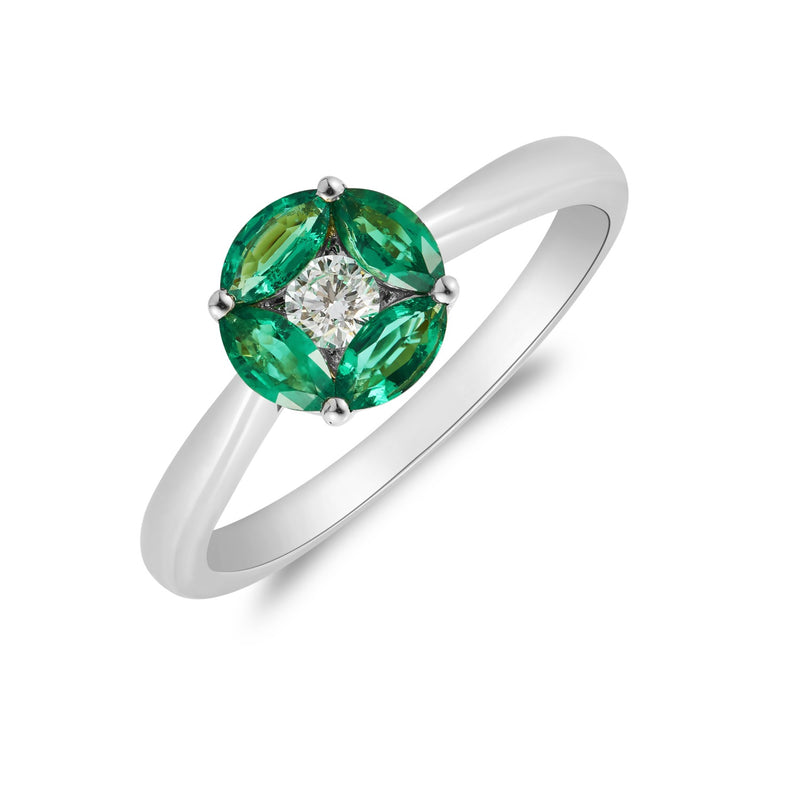 18ct White Gold Emerald And diamond Ring