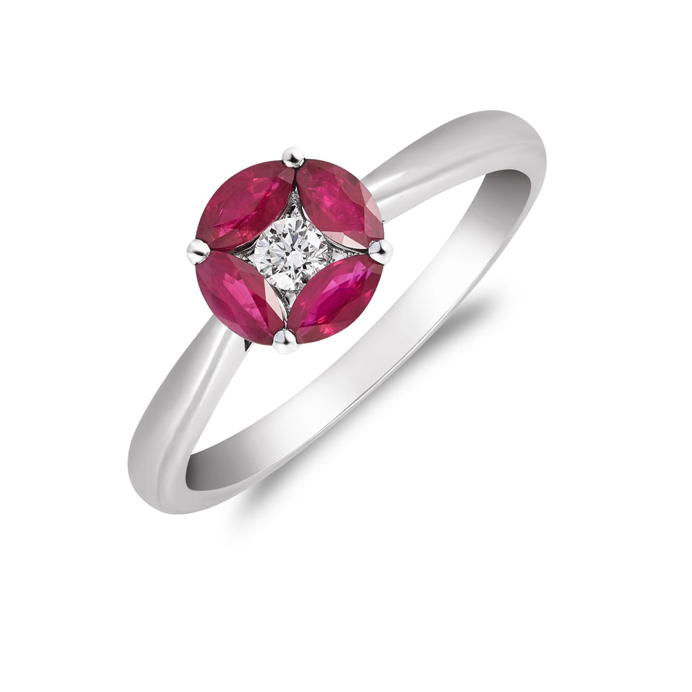 18ct White Gold Ruby And Diamond Ring