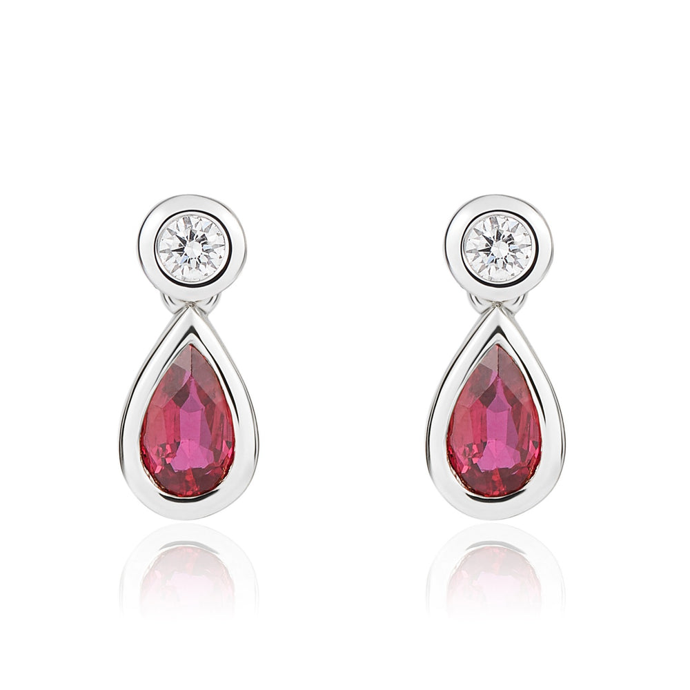 18ct White Gold Ruby And Diamond Earrings.