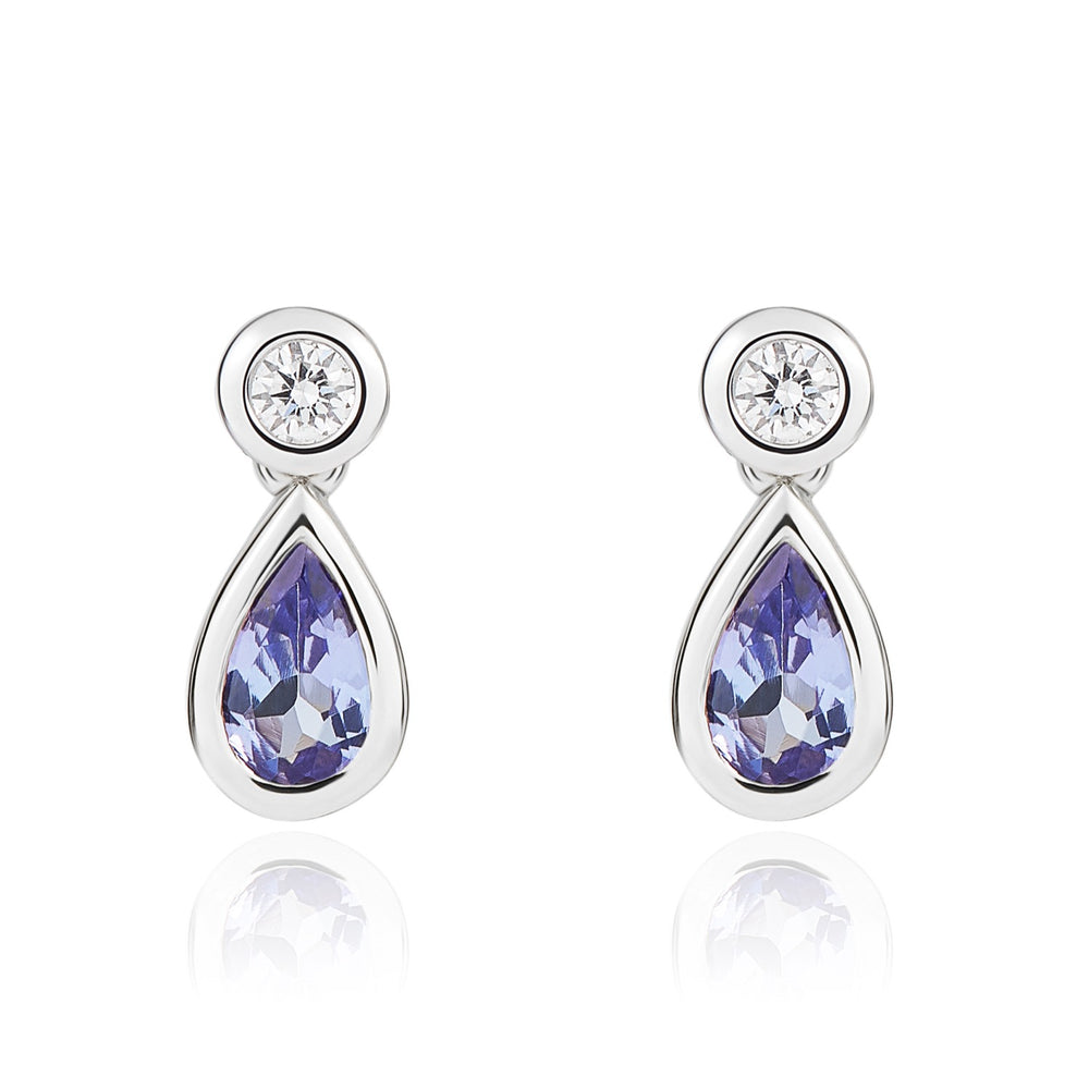 18ct White Gold Tanzanite And Diamond Earrings