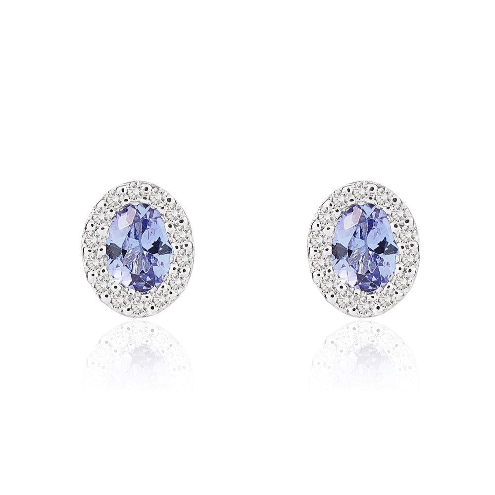 18ct White Gold Tanzanite And Diamond Earrings