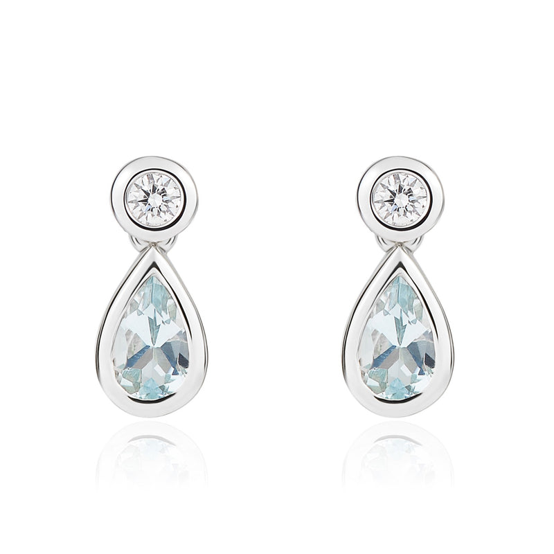 18ct White Gold Aqua And Diamond Earrings