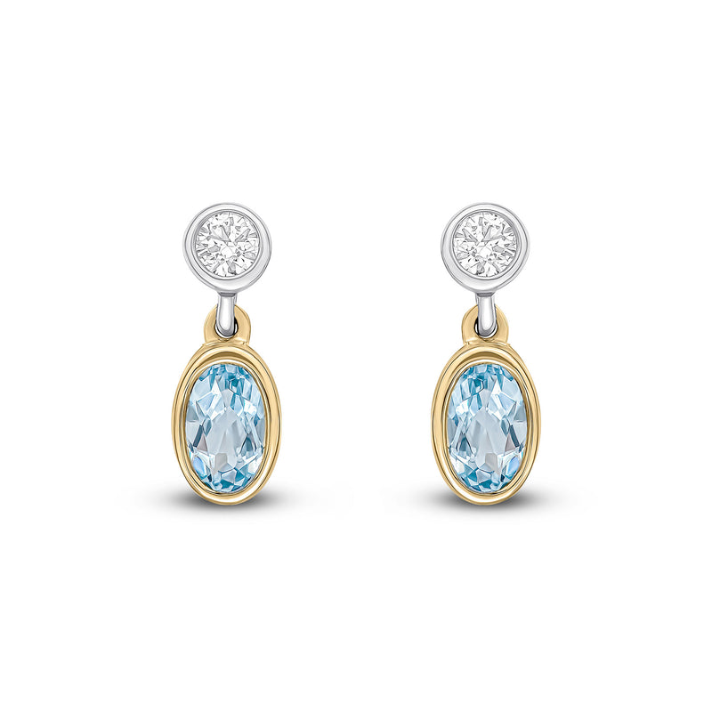 18ct White Gold Aqua And Diamond Earrings