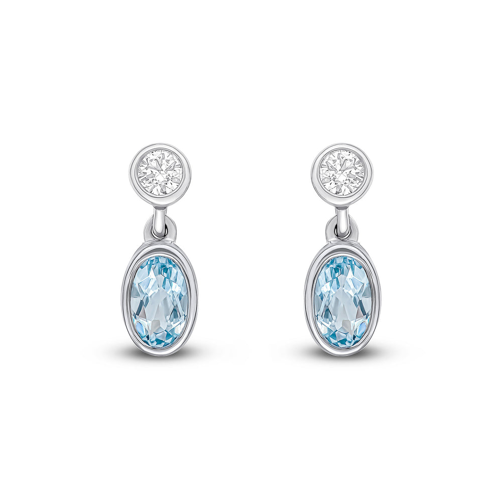 18ct White Gold Aqua And Diamond Earrings