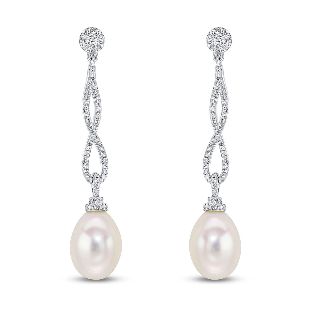 18ct White Gold Diamond and Pearl Earrings