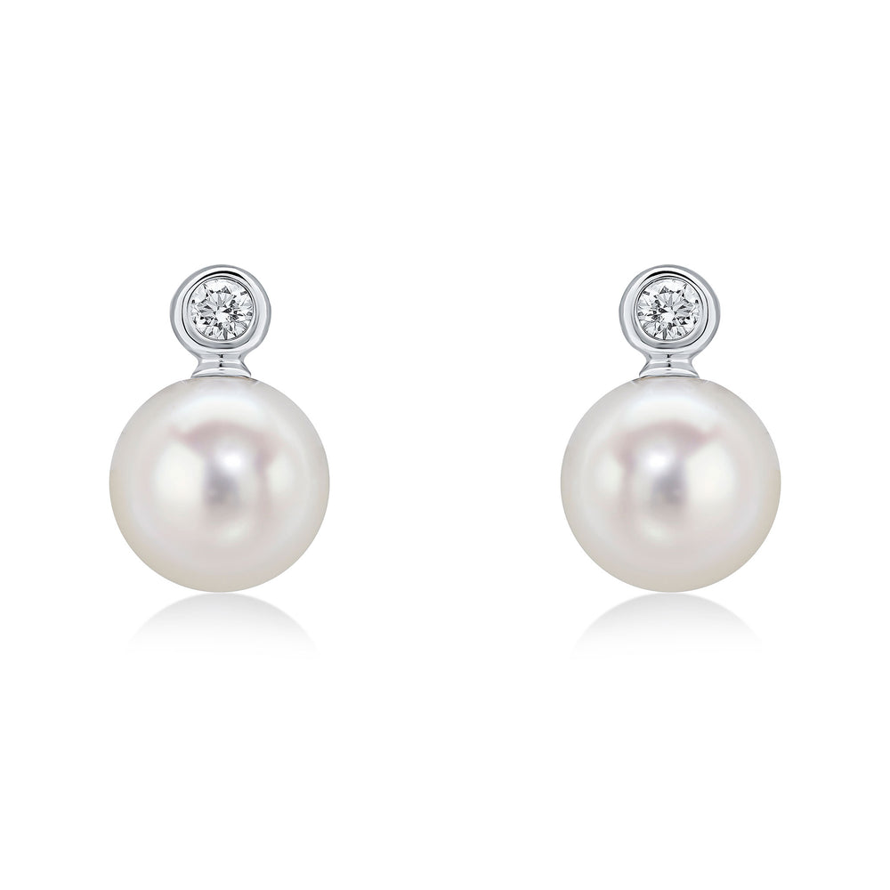 18ct White Gold Pearl And Diamond Earrings