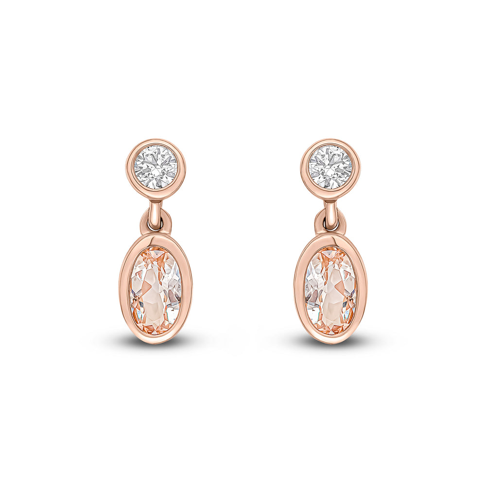 18ct Rose Gold Morganite And Diamond Earrings