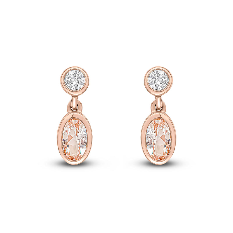 18ct Rose Gold Morganite And Diamond Earrings