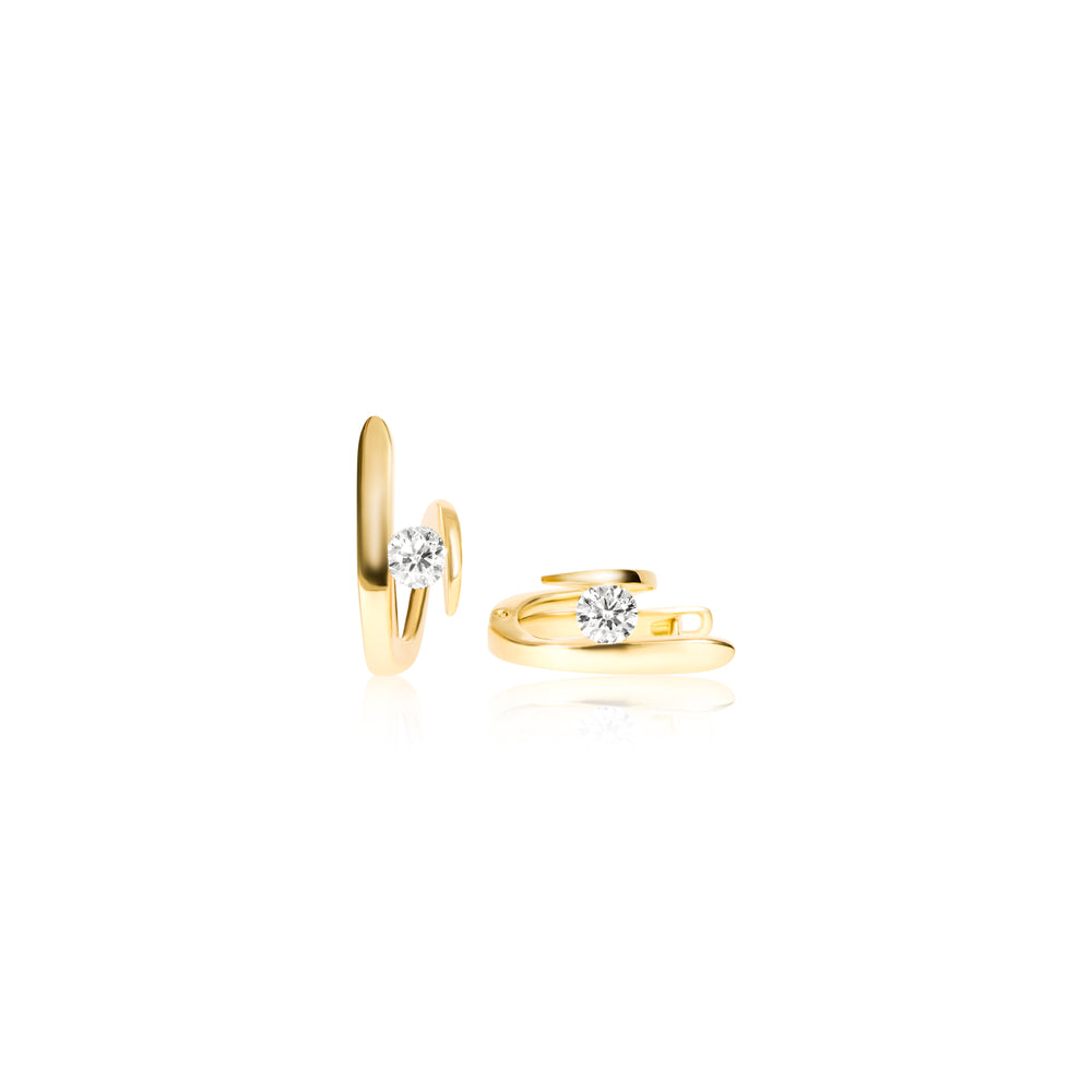 18ct Yellow Gold and Diamond Swirl Earrings
