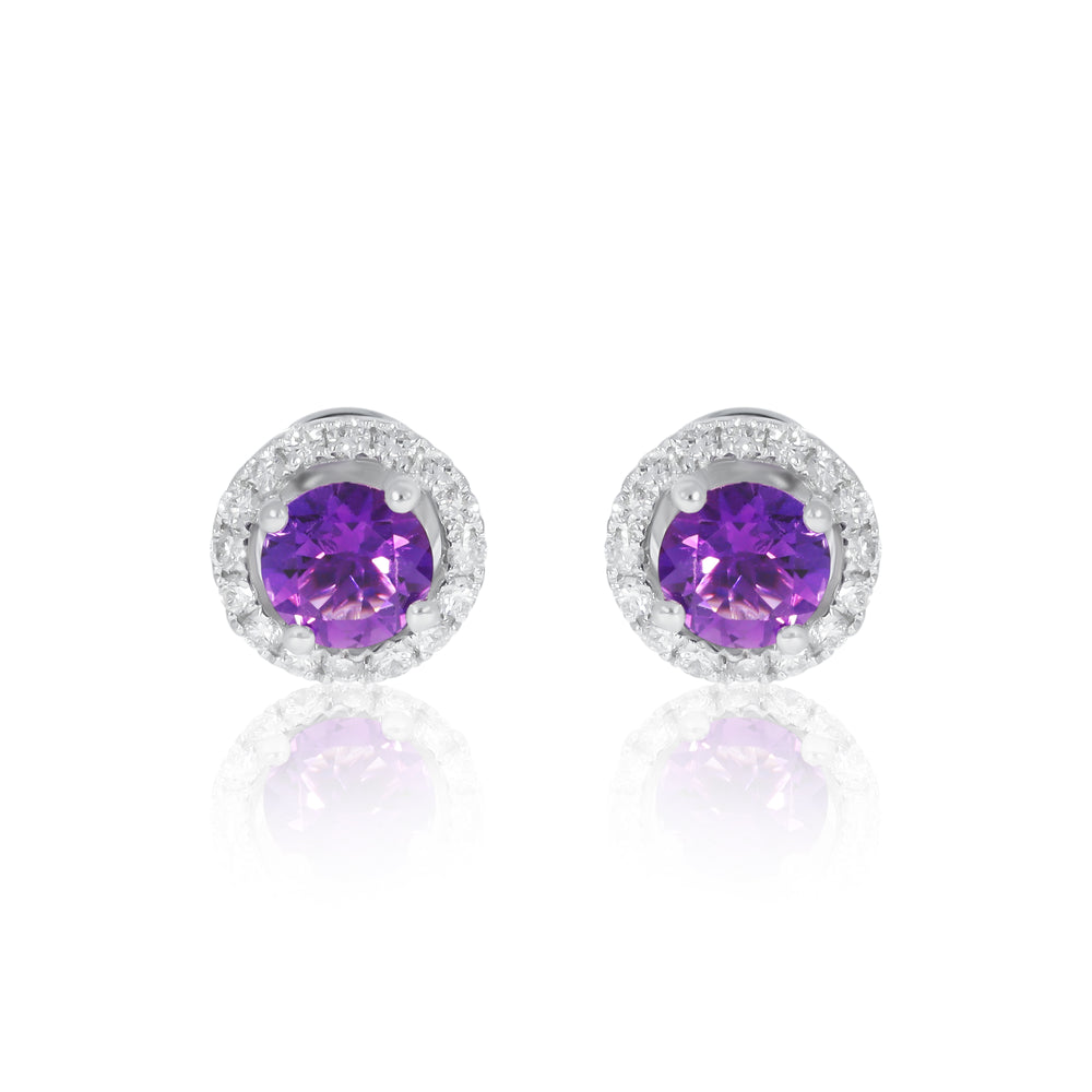 18ct White Gold and Amethyst Earrings
