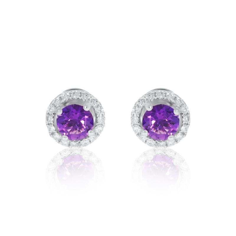 18ct White Gold and Amethyst Earrings