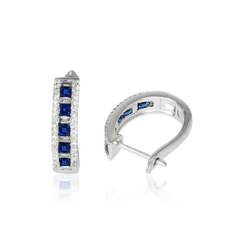 18ct White Gold Sapphire and Diamond Earrings