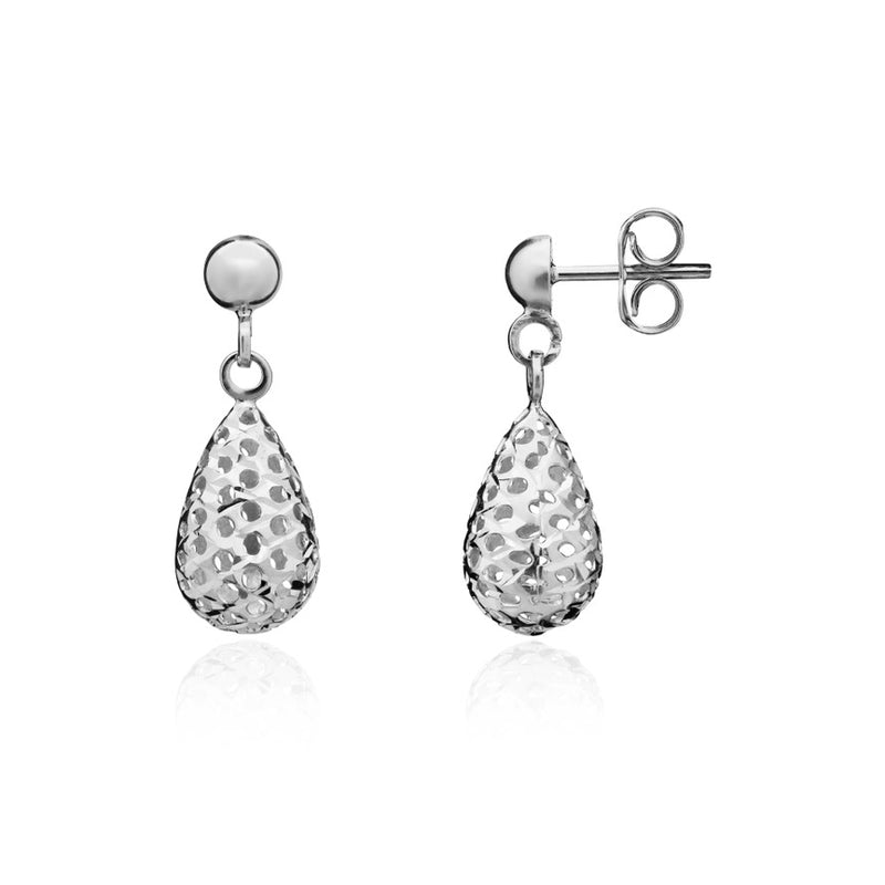 9ct White Gold Drop Earrings