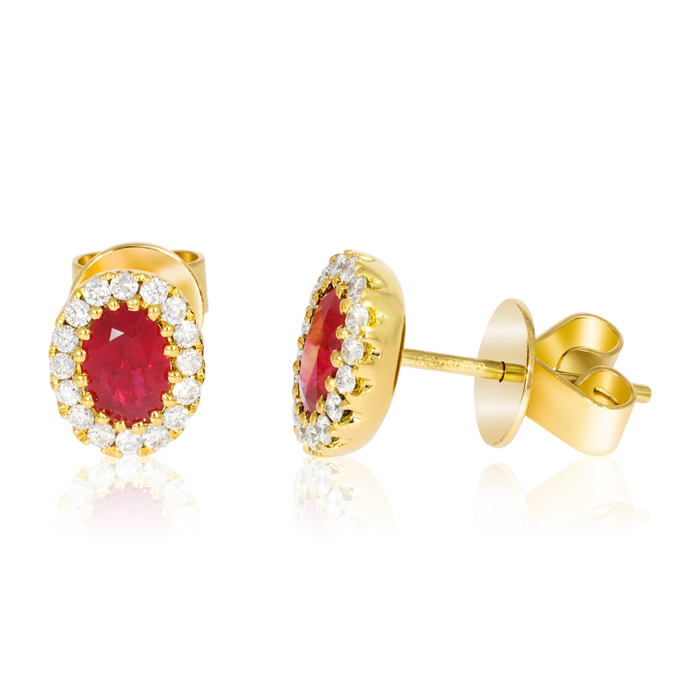 18ct Yellow Gold and Ruby Earrings