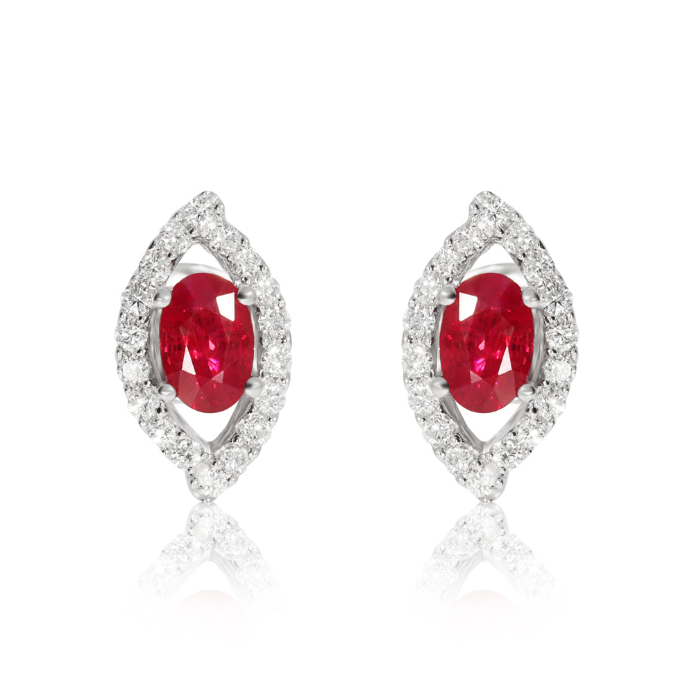 18ct White Gold Ruby Earrings