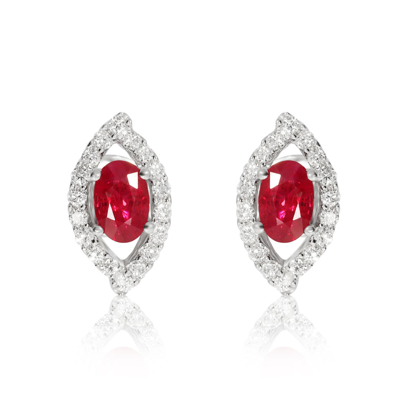 18ct White Gold Ruby Earrings